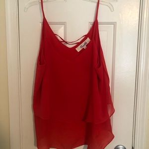Red Chiffon Tank Top